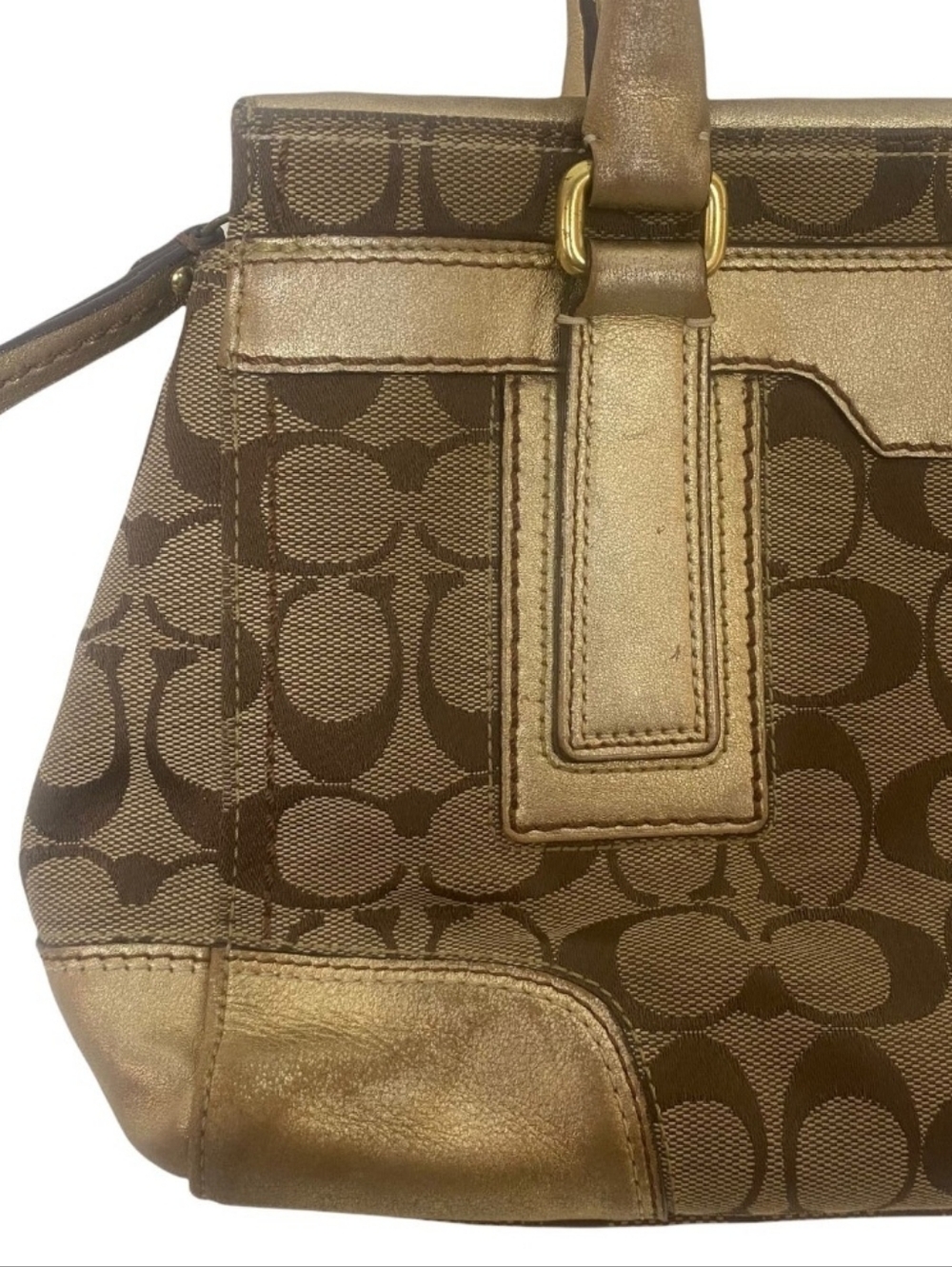 Coach Hampton Signature Jacquard Tote with Metallic Trim - Picture 4 of 9